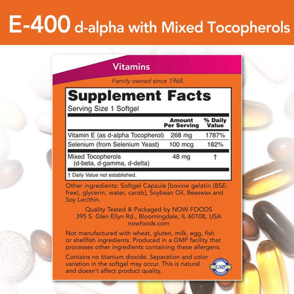 Now Foods Vitamin E 400 IU & Selenium, 100 Softgels