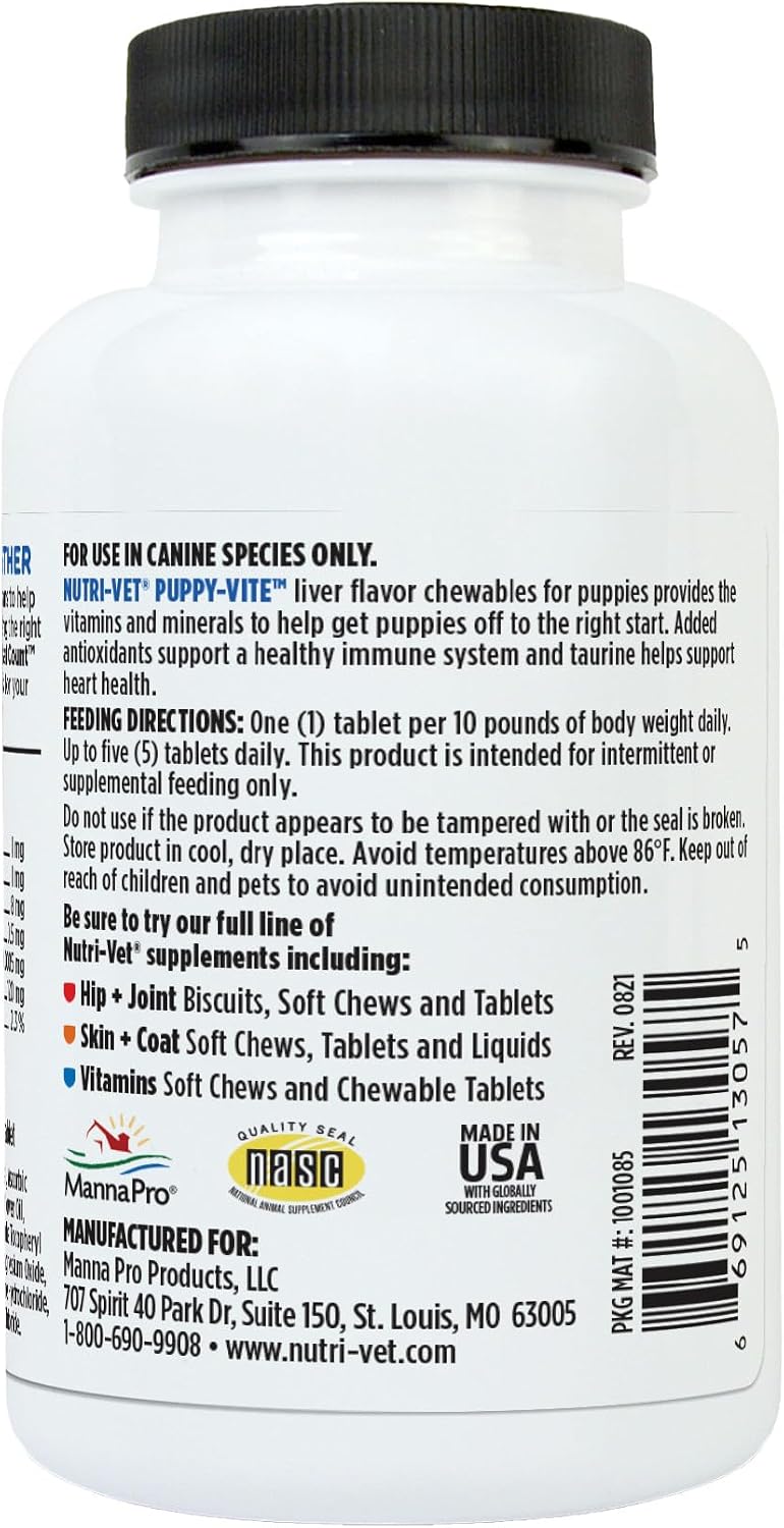 Nutri-Vet Puppy-Vite Chewables for Puppies - Daily Dog Multivitamin with Essential Nutrients, 60 Chewables - görsel 8