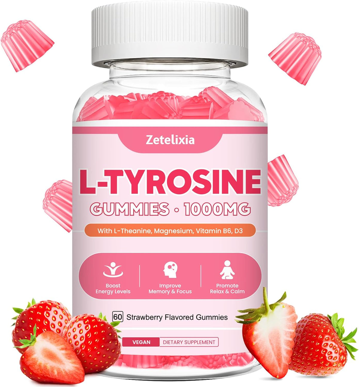 L-Tyrosine Gummies, 10-in-1 Supplement for – L-Tyrosine: An amino acid that supports the production of dopamine – Image 1
