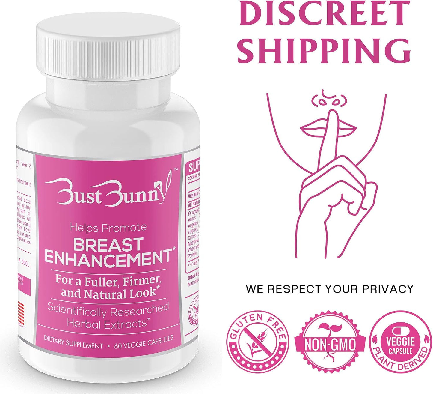 Bust Bunny Breast Enhancement Pills - Vegan, Non-GM, Gluten free - görsel 3