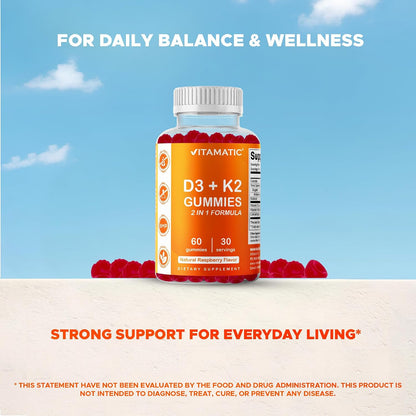 Vitamatic Vitamin D3 & K2 Gummies (2-Pack) – Bone, Heart & Immune Support