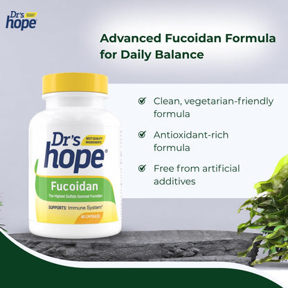 Dr's Hope Fucoidan 65mg – Brown Seaweed Extract for Immune, Gut and Heart Health (60 Capsules)