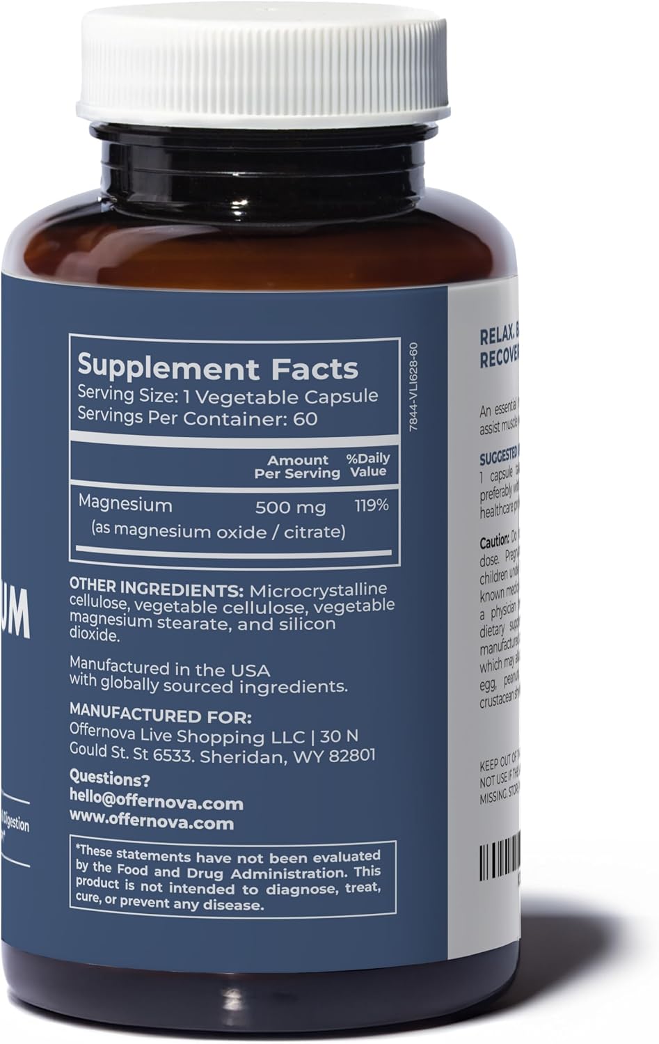 Offernova Magnesium Ultra - High Absorption 500mg Vegan Magnesium Supplement with Citrate & Oxide - görsel 7