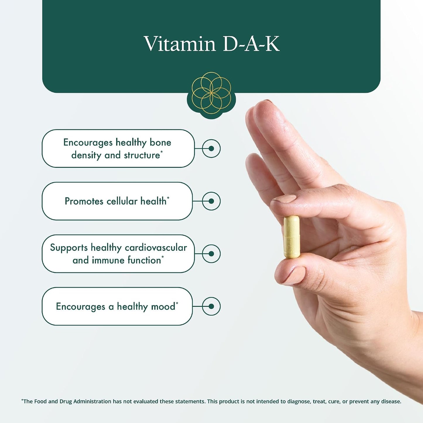 Natura Health Products D-A-K (ADK) – Vitamin D3 5000 IU, K1 550 mcg, K2 50 mcg, Vitamin A 1000 IU – Bone, Heart & Immune Support – 60 Vegetarian Capsules - görsel 4