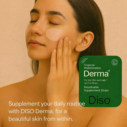 DISO Derma Fast-Dissolving Oral Strips for Hair, Skin & Nails with Biotin, Tropical Watermelon Flavour, Vegan, Sugar-free, Gluten Free, 30 Strips