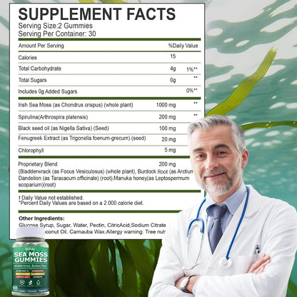 Irish Sea Moss Gummies 3000mg with Bladderwrack, 60 Count – Image 7