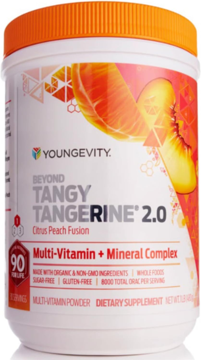 Youngevity Beyond Tangy Tangerine 2.0 Citrus Peach Fusion Multivitamin & Mineral Complex – Made with Natural & Whole Foods (8,000 ORAC) - görsel 1