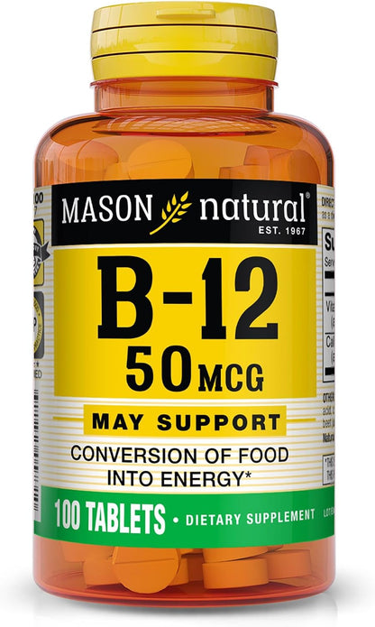 MASON NATURAL Vitamin B12 50 mcg with Calcium, 100 Tablets