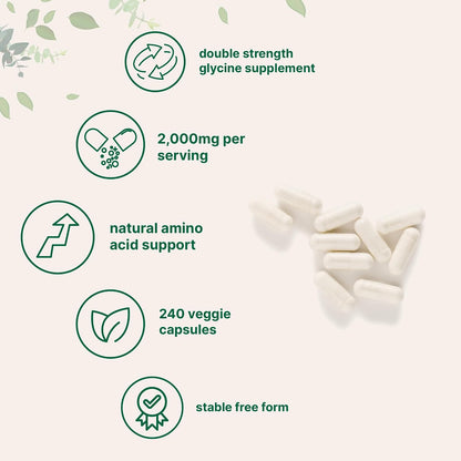 Glycine 2,000mg per Serving - 240 Vegetable – Vegetable Capsules: Suitable for vegetarians and vegans; easy to – Image 3