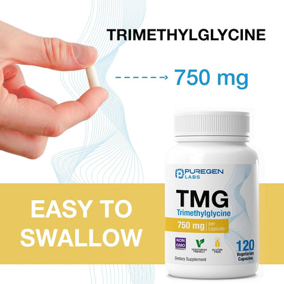Puregen Labs TMG 750 mg – High Potency Trimethylglycine Supplement – Supports Normal Homocysteine Metabolism – Non-GM, – Image 6