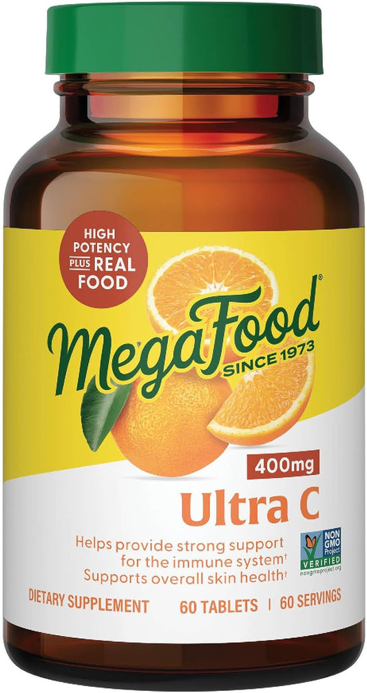 MegaFood Ultra C 400 mg – Vegan Vitamin C Immune Support Supplement with Real Food (60 Tablets) – Image 1