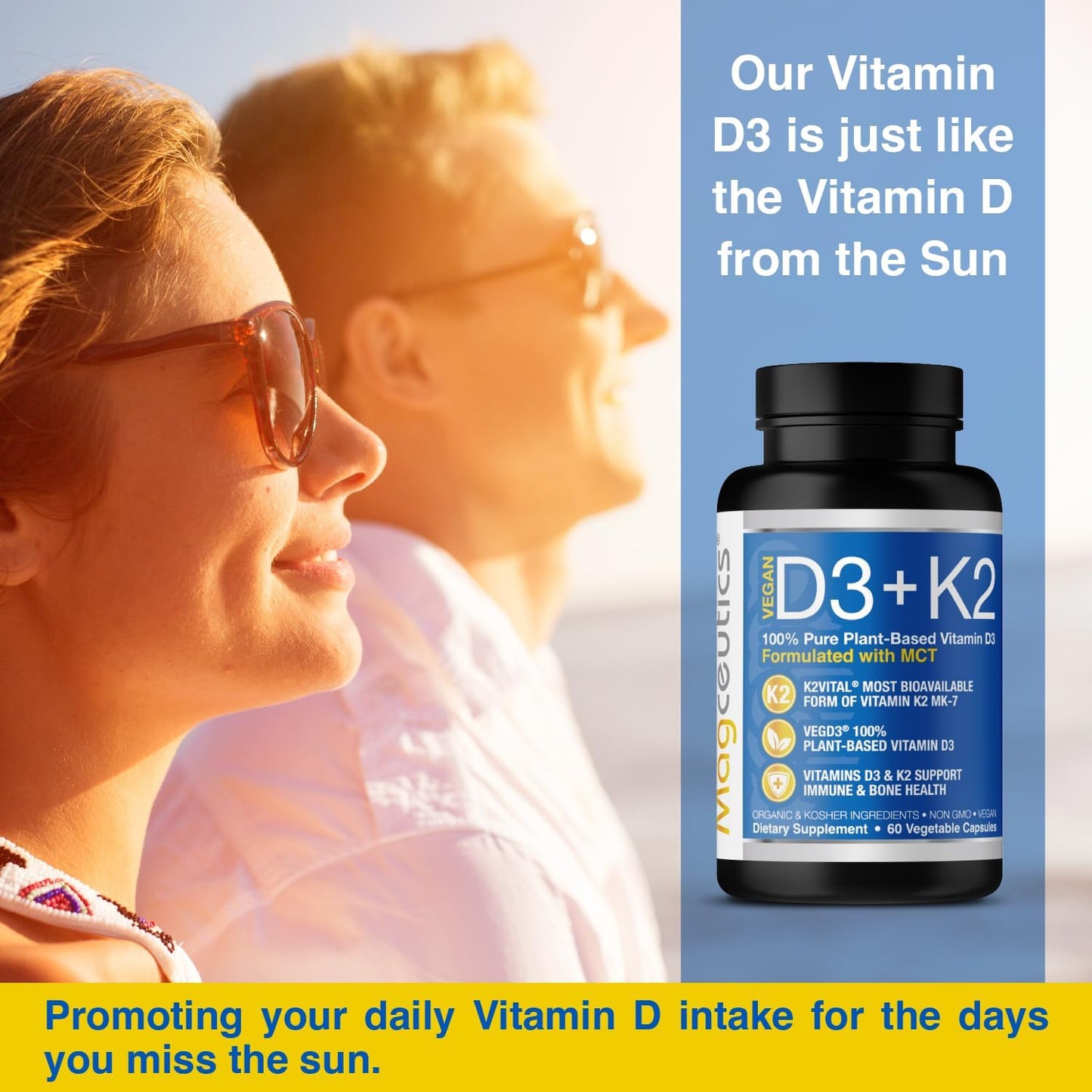 Magceutics Vitamin D3 K2 with MCT, 5000 IU Vegan D3 & 100 mcg MK7 K2 - 60 Capsules - görsel 7