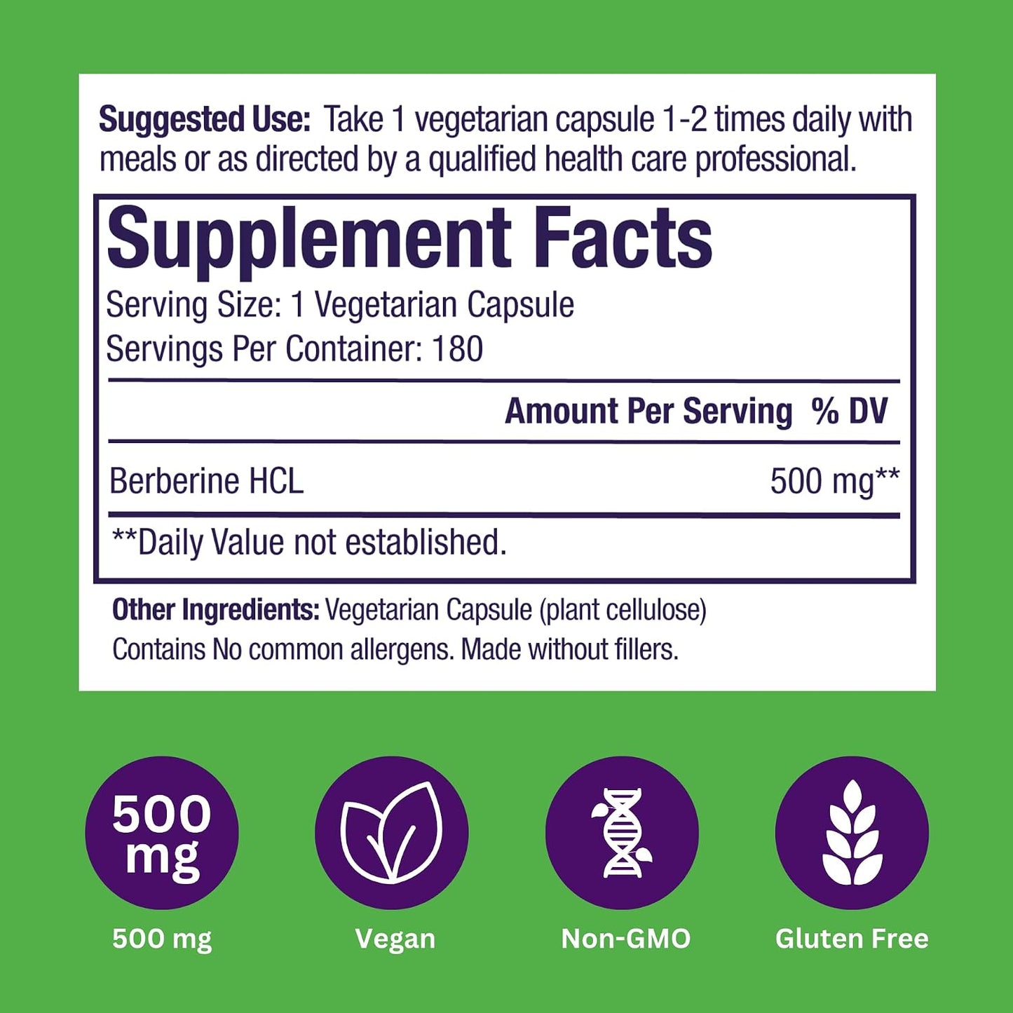Paradise Herbs Berberine Extract 500 mg – Pure & Potent Supplement, 180 Vegan Capsules - görsel 7