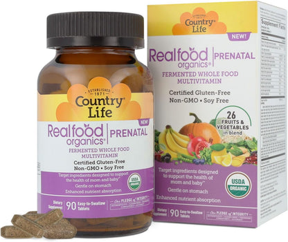 RealFood Organics Prenatal Multi – Organic Wholefood Multivitamin with Folate, D3 & Iron, 90 Tablets – Image 2