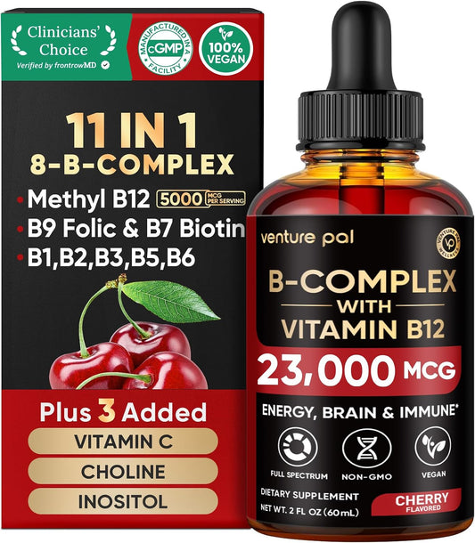Venture Pal Vitamin B Complex Liquid Drops – – Vitamin B1 (Thiamine) – supports nerve function and energy – Image 1