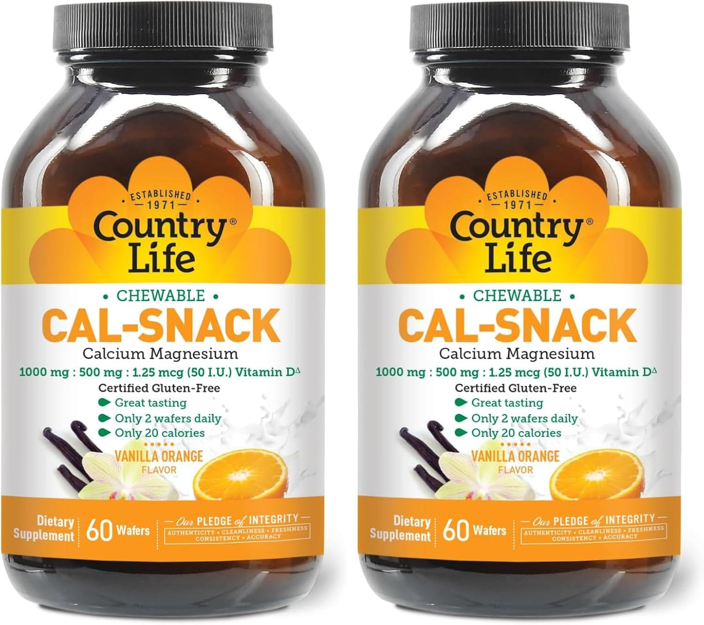 Country Life Cal-Snack Chewable Calcium, Magnesium & Vitamin D – 1000mg/500mg/50 IU – 60 Wafers - görsel 7