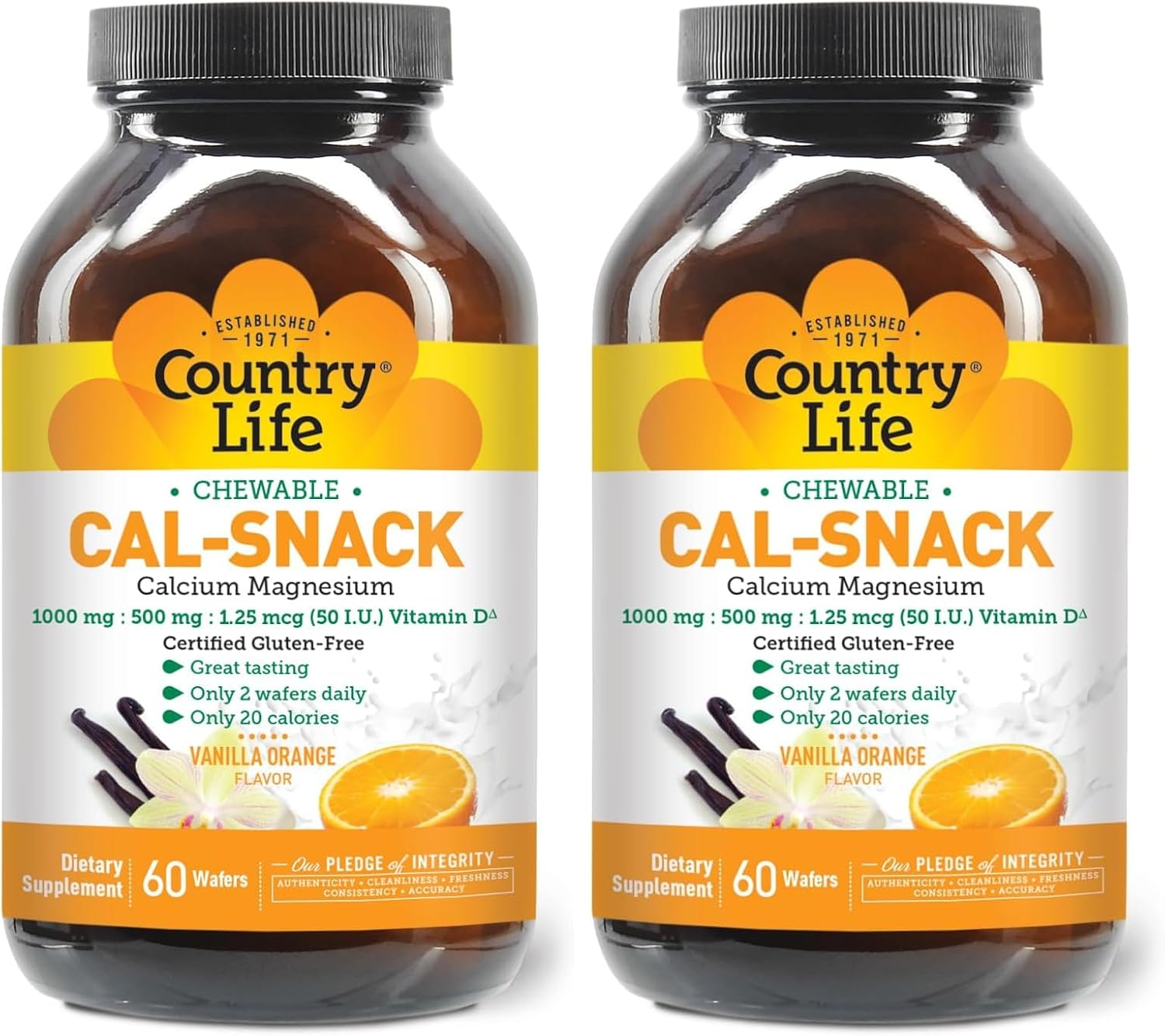 Country Life Cal-Snack Chewable Calcium, Magnesium & Vitamin D – 1000mg/500mg/50 IU – 60 Wafers - görsel 7