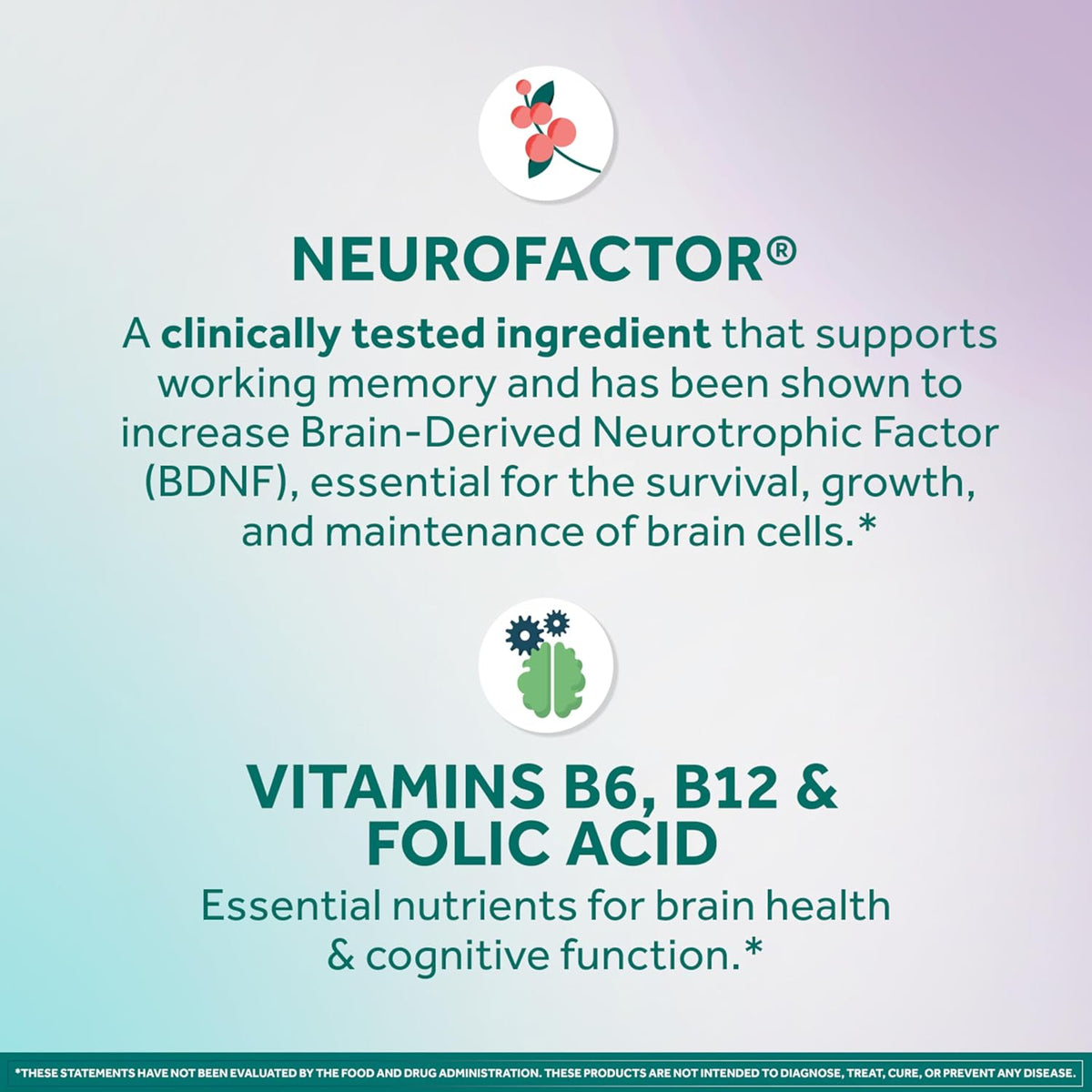NEURIVA Memory 3D Brain Supplements for Memory and Focus, Vitamin B12 & B6, Folic Acid, 50 Capsules – Image 4
