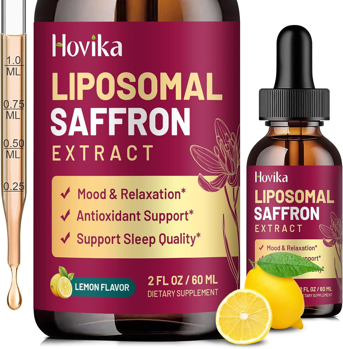 Liposomal Saffron Supplements - 88.5mg Saffron Extract with L-Theanine, Chamomile, Vitamin C, B6, B12 & D3 - Strawberry – Image 9