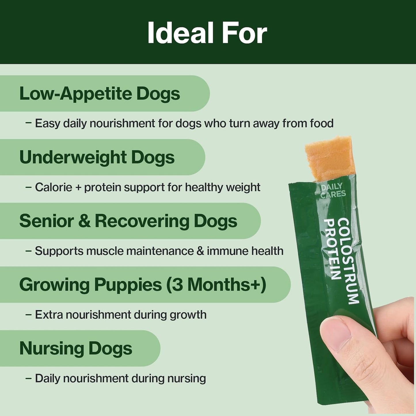 Doctor By Colostrum Protein for Dogs and Puppies – Weight Gain Supplement for Dogs – Muscle Strength and Immune System Support with Colostrum, Whey Protein Isolate, Goat Milk – 30 Tubes - görsel 5