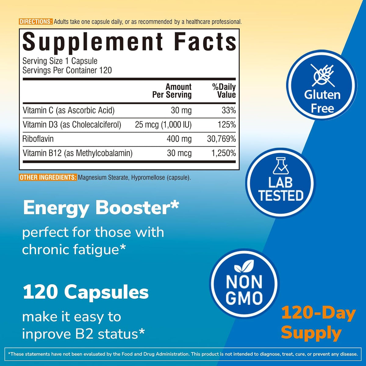 Vitamin B2 400 mg with B12, D3 & Vitamin C – Vitalibre – Image 4