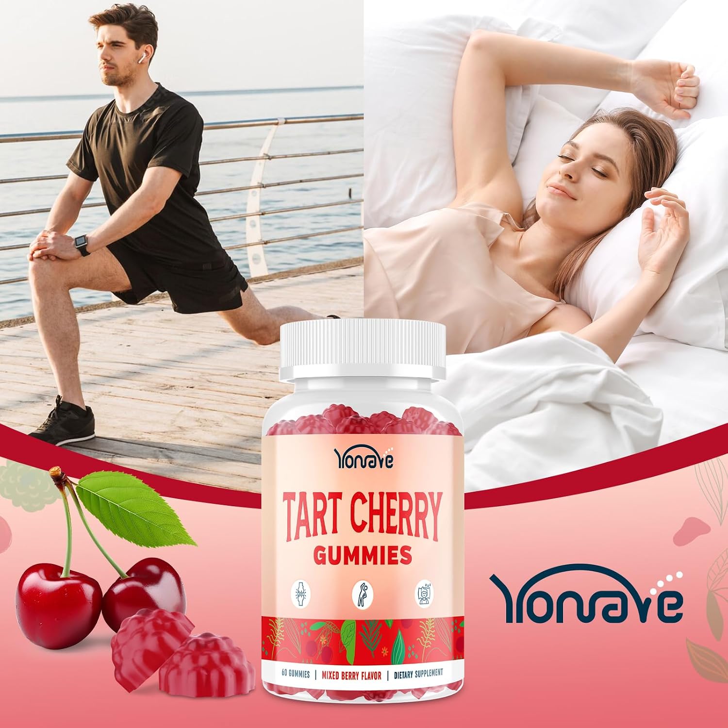 Yonrave Tart Cherry Gummies – Uric Acid Cleanse & Joint Support with Celery Seed – Vegan, Antioxidant Tart Cherry Supplement – Mixed Berry Flavour, 60 Count - görsel 6