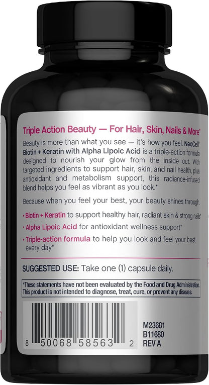 NeoCell Biotin Complex Hair, Skin & Nails, 90 Capsules – Image 3