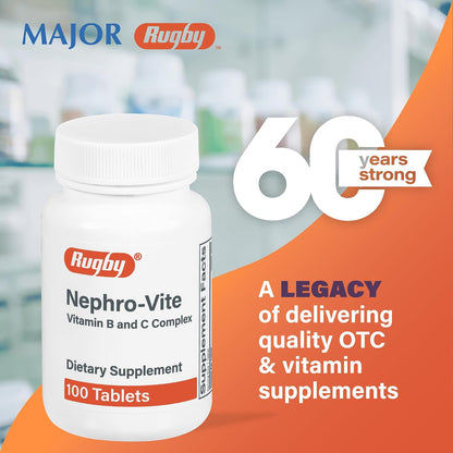 Rugby Nephro-Vite Vitamin B and C Complex Tablets – Dietary Supplement – 100 Tablets