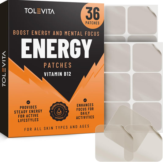 TOLEVITA Vitamin B12 Energy Patches, 36 Pack – Energy Metabolism: B12 helps convert carbs into glucose, giving – Image 1