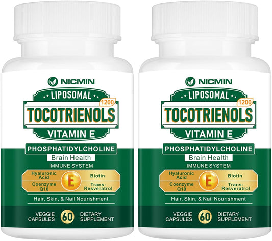 NICMIN Liposomal Vitamin E Tocotrienols 1200mg - High Absorption Supplement with Phosphatidylcholine, CoQ10, and Hyaluronic – Image 1