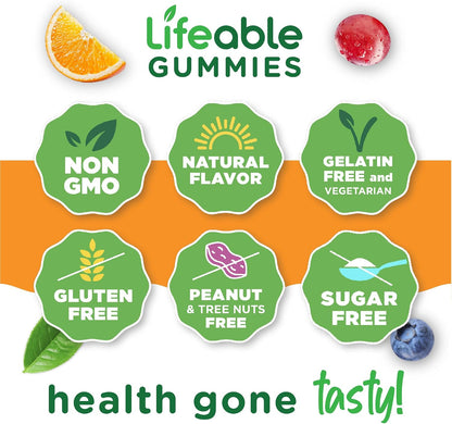 Lifeable Sugar Free Vitamin D 5000 IU - Strawberry Flavour Gummies for Immune and Bone Health - 90 Count