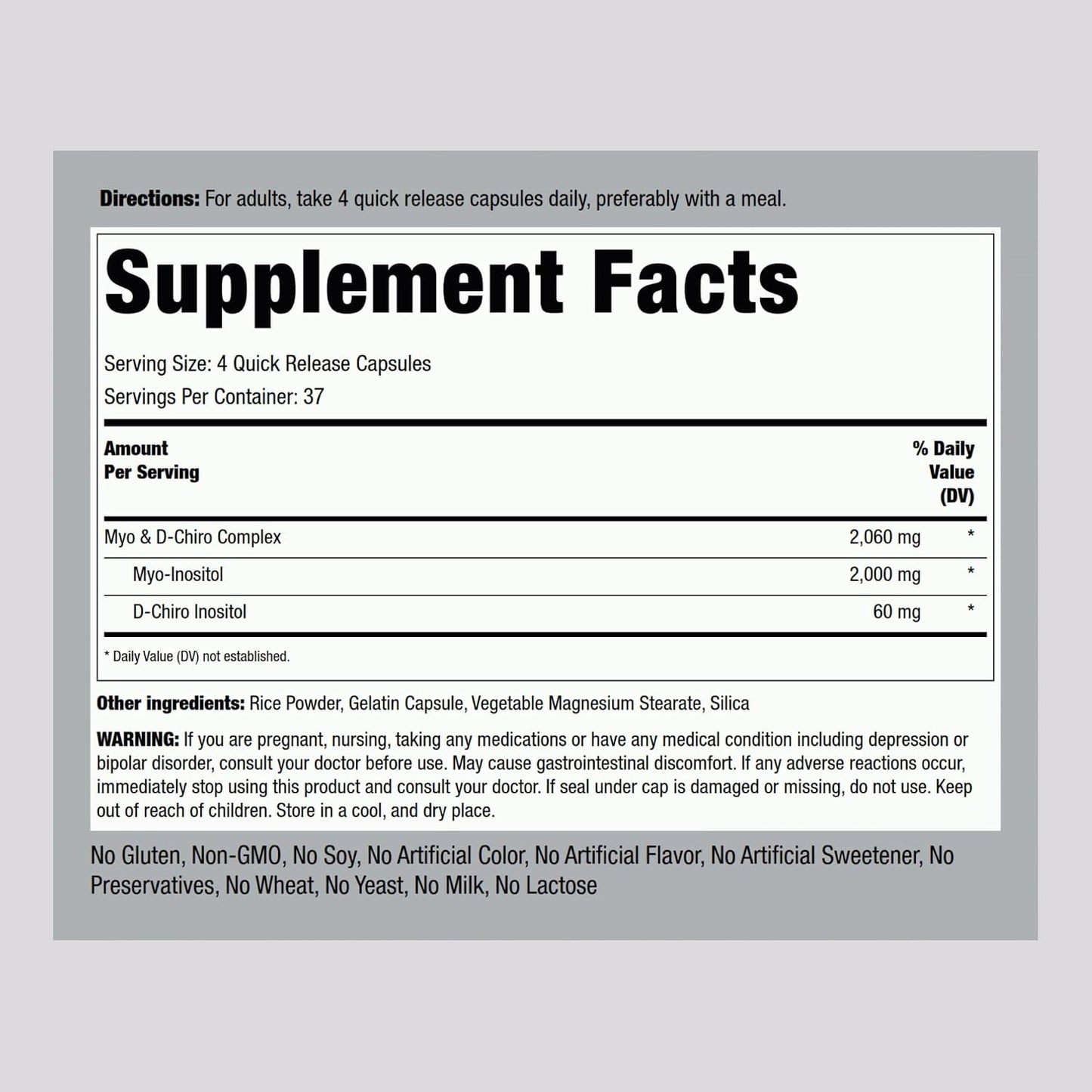 Piping Rock Myo-Inositol & D-Chiro Inositol Supplement | 150 Capsules | Women's Health | Non-GM, Gluten free - görsel 2