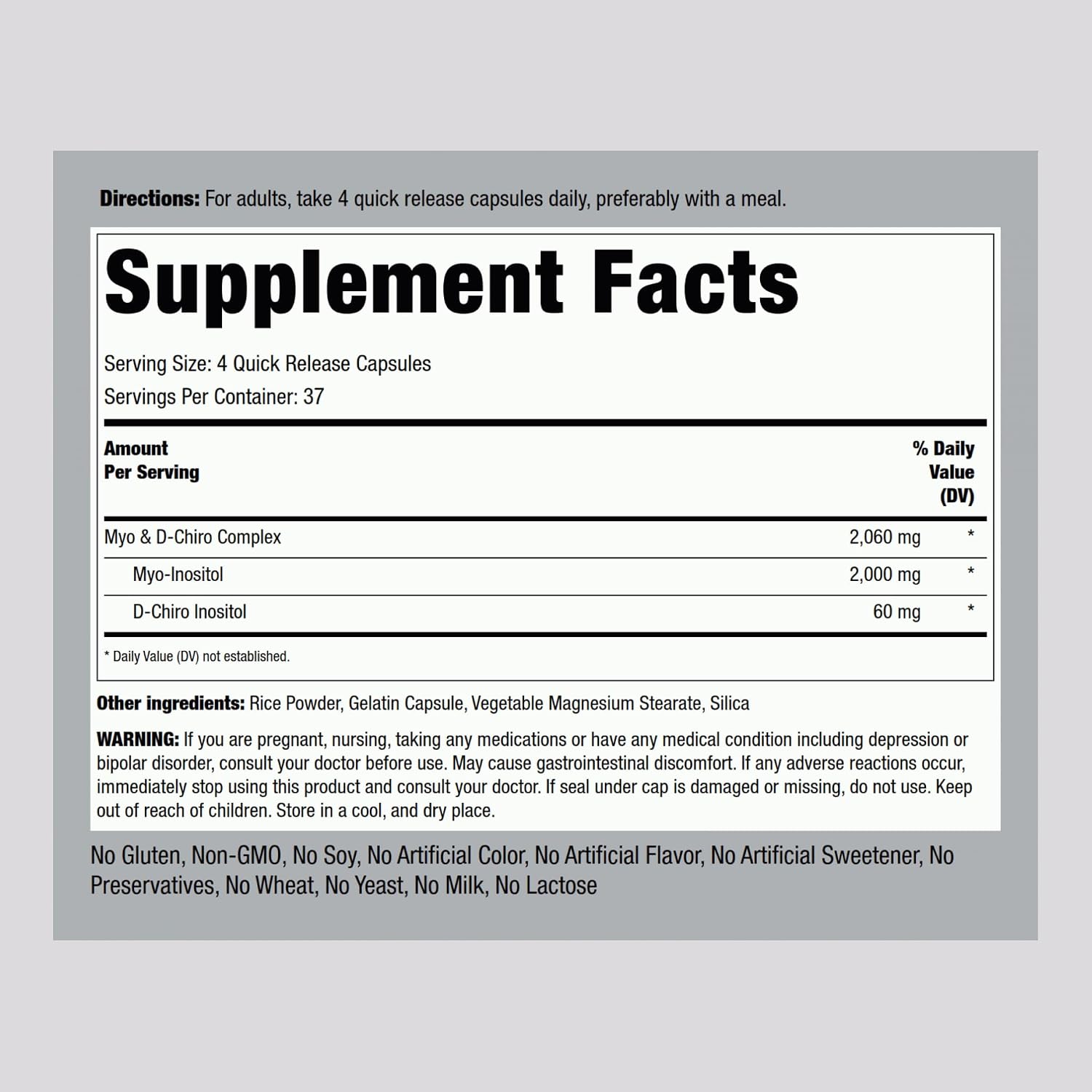Piping Rock Myo-Inositol & D-Chiro Inositol Supplement | 150 Capsules | Women's Health | Non-GM, Gluten free - görsel 2