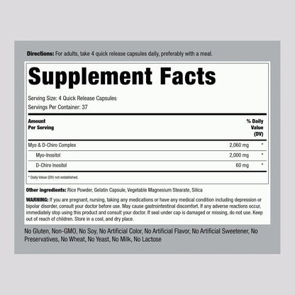 Piping Rock Myo-Inositol & D-Chiro Inositol Supplement | 150 Capsules | Women's Health | Non-GM, Gluten free