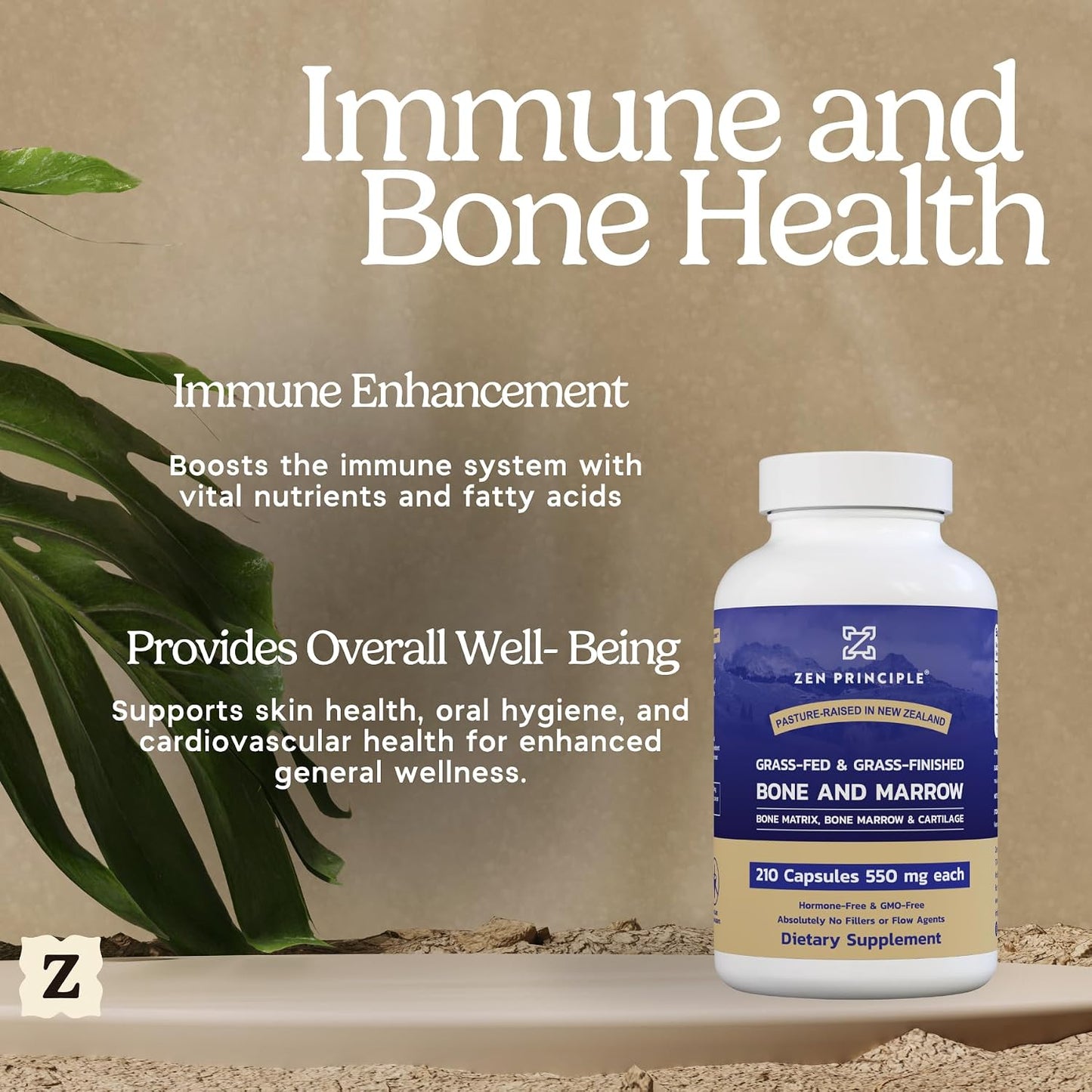 Zen Principle Grass Fed Beef Bone Marrow Supplement, 3300mg - Skin, Oral Health, and Joint Support (210 Capsules) - görsel 4