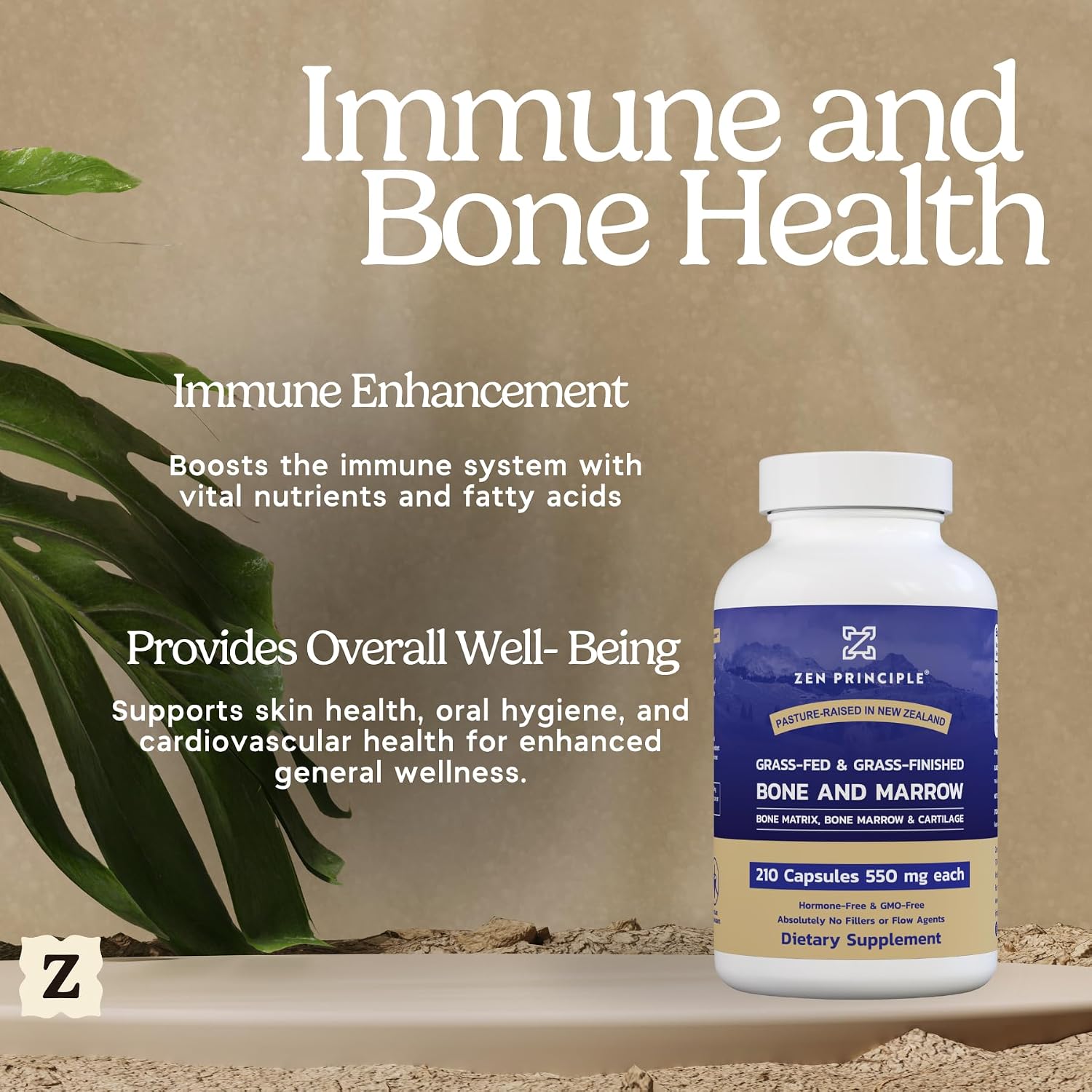 Zen Principle Grass Fed Beef Bone Marrow Supplement, 3300mg - Skin, Oral Health, and Joint Support (210 Capsules) - görsel 4