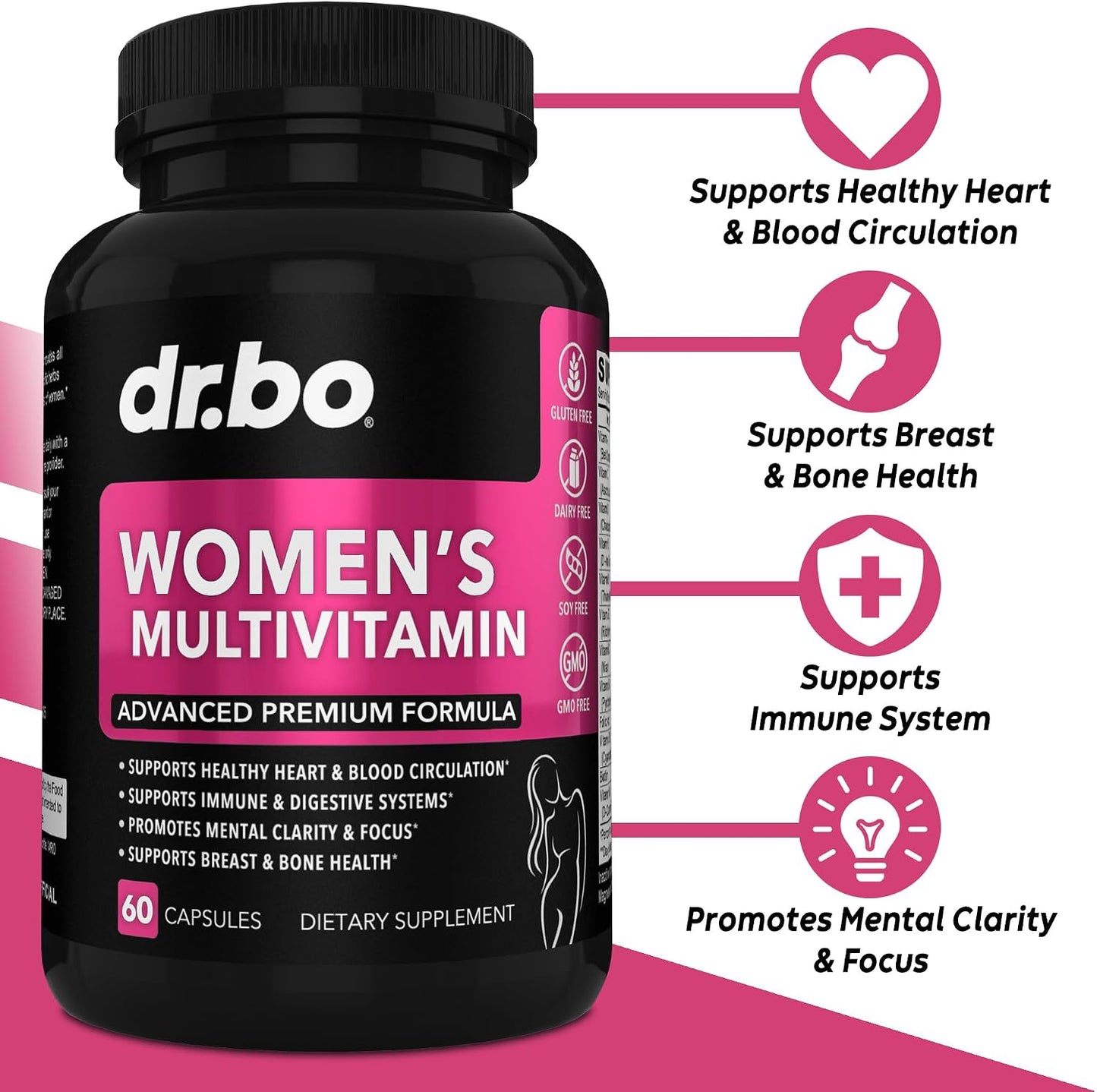 DR. BO Women's Multivitamin - Natural Daily Multivitamin with Magnesium & Zinc - Iron & Soy-free - görsel 2