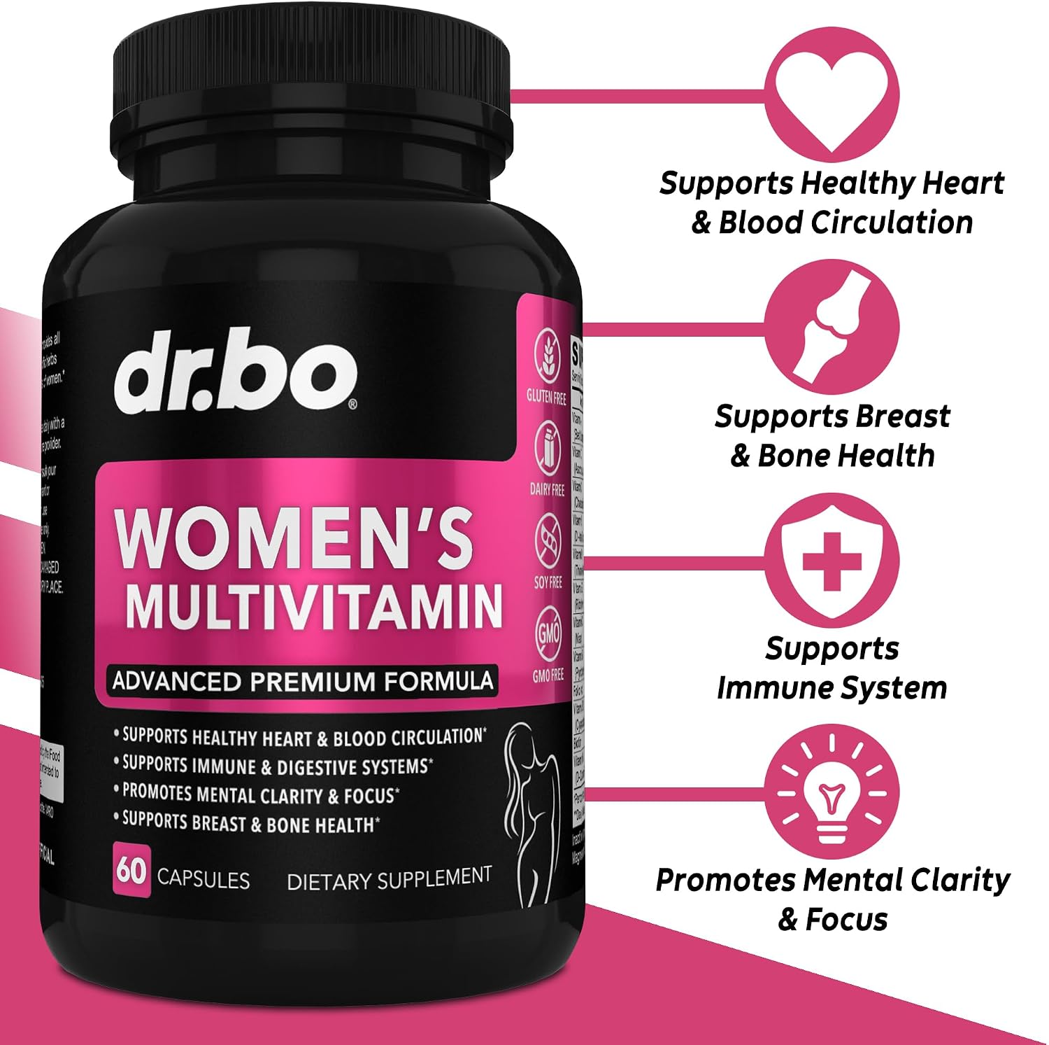 DR. BO Women's Multivitamin - Natural Daily Multivitamin with Magnesium & Zinc - Iron & Soy-free - görsel 2
