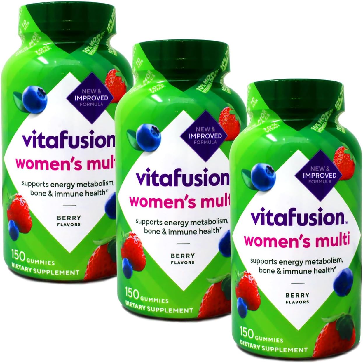 Vitafusion Women's Gummy Vitamins, Natural Berry Flavours, 150 Count (Pack of 3) - görsel 1