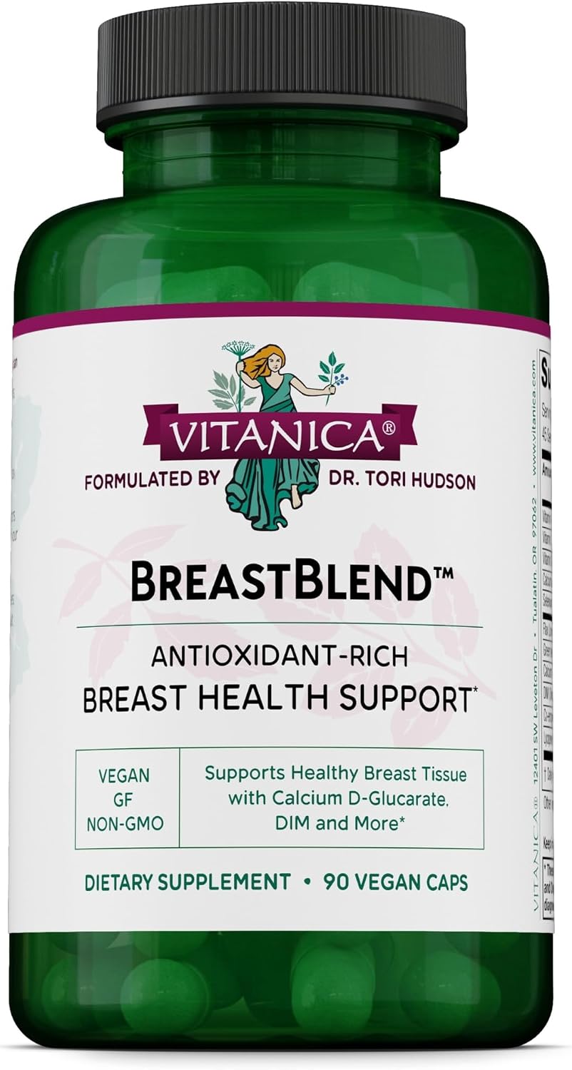 Vitanica BreastBlend - Breast Support Supplement - Antioxidant-Rich & Detoxification Support - Healthy Hormone Metabolism - Vegan - 90 Capsules - görsel 1