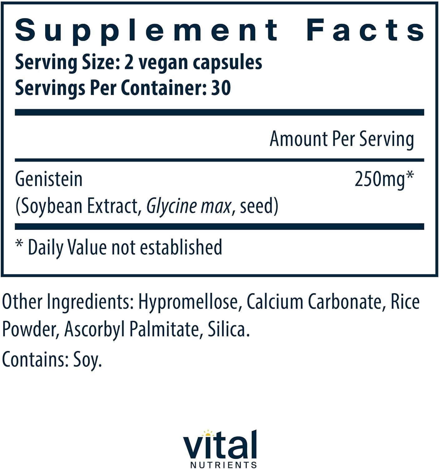 Vital Nutrients Genistein – Easily Absorbed Isoflavones for Bone Health Support – Vegan, Non-GMO, Gluten & Dairy Free – 60 Capsules - görsel 2