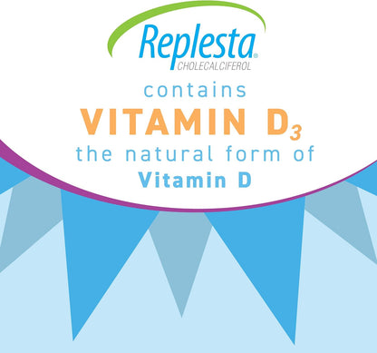 Replesta 50,000 IU Vitamin D3 Cholecalciferol, for Vitamin D Deficiency, Once-Weekly Chewable Wafer, Non-GM, Natural Orange Flavour, 4 Pack (Pack of 2)