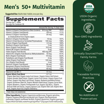 Once-daily Multivitamin for Men 50+, 19 Vitamins from Herbs & Superfoods, Supports Prostate Health, Energy Levels, and – Image 2