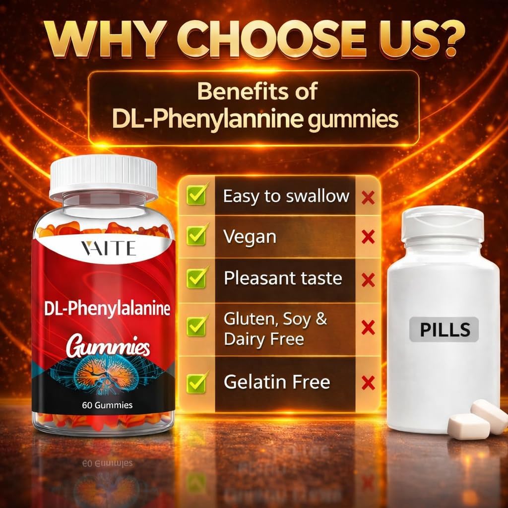 DL-Phenylalanine 1000mg Gummies – Dual-Action Amino Acid Support – 60 Chewables – Image 5