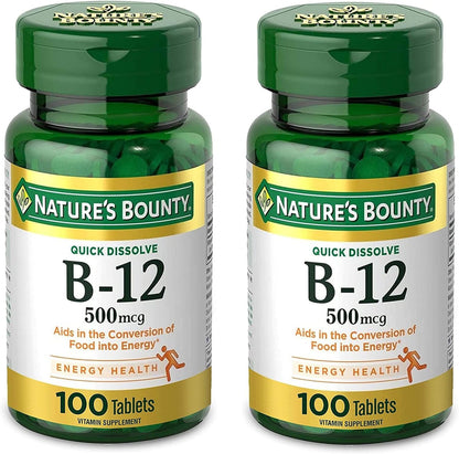 Nature's Bounty Vitamin B-12 500 mcg Microlozenges, 100 Count (Pack of 6)
