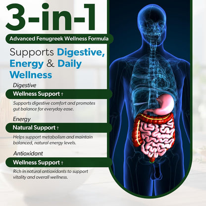 TRUEMED Organic Fenugreek Capsules 610 mg – Digestive Comfort, Natural Energy & Wellbeing Support (90 Capsules)