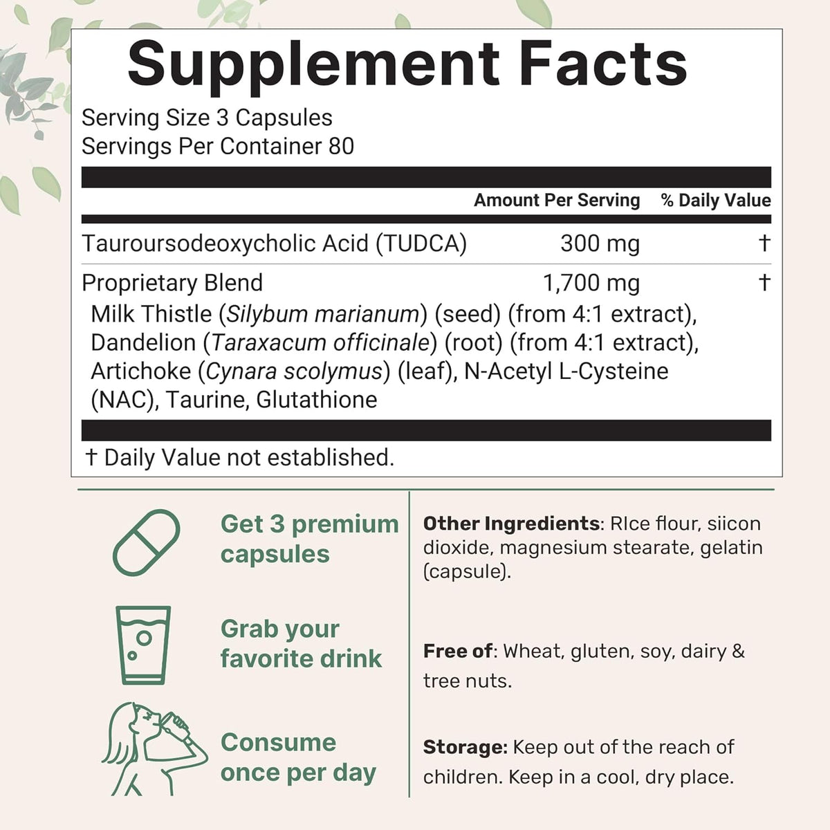 Micro Ingredients TUDCA Bile Salts 2,000mg Supplement, 240 Capsules | 7-in-1 Complex with NAC, Milk Thistle, Glutathione, – Image 2