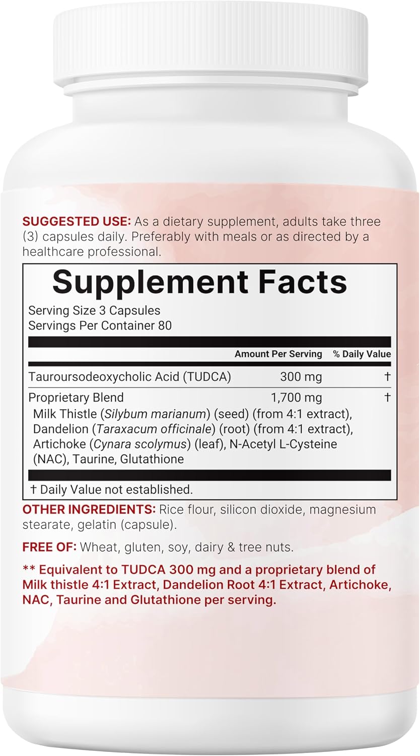 Micro Ingredients TUDCA Bile Salts 2,000mg Supplement, 240 Capsules | 7-in-1 Complex with NAC, Milk Thistle, Glutathione, – Image 6