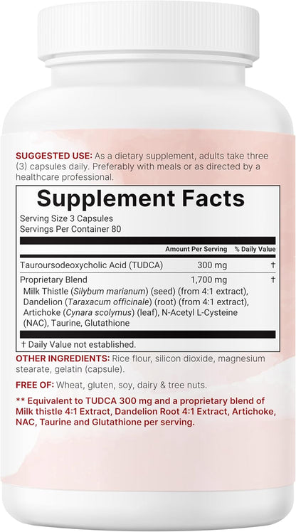 Micro Ingredients TUDCA Bile Salts 2,000mg Supplement, 240 Capsules | 7-in-1 Complex with NAC, Milk Thistle, Glutathione, – Image 6