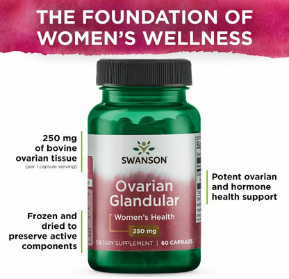 Swanson Ovarian Glandular – Natural Women's Glandular Health Supplement (60 Capsules, 250 mg Each, 3-Pack)